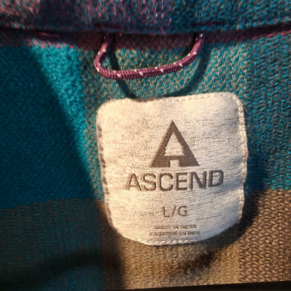 Ascend Flannel Finn Organic Cotton Long-Sleeve Button Down Shirt - L - Pink Blue - Picture 3 of 6